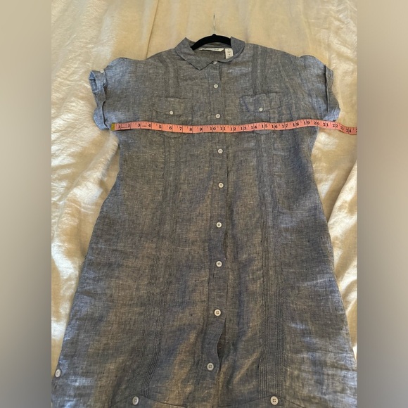 Cubavera Guayabera short sleeve 100% linen dress with slip - Picture 9 of 10